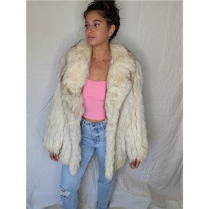 Vintage Saga Select Fox Finland Blue Fox Fur Coat Size Small with Clasps